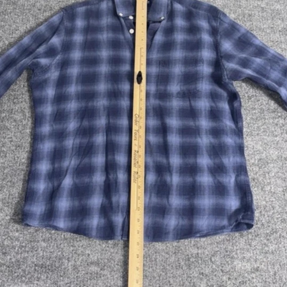 T.M. Lewin Shirt Mens Medium Blue Plaid Brushed Cotton Button Down Long Sleeve - Picture 10 of 16